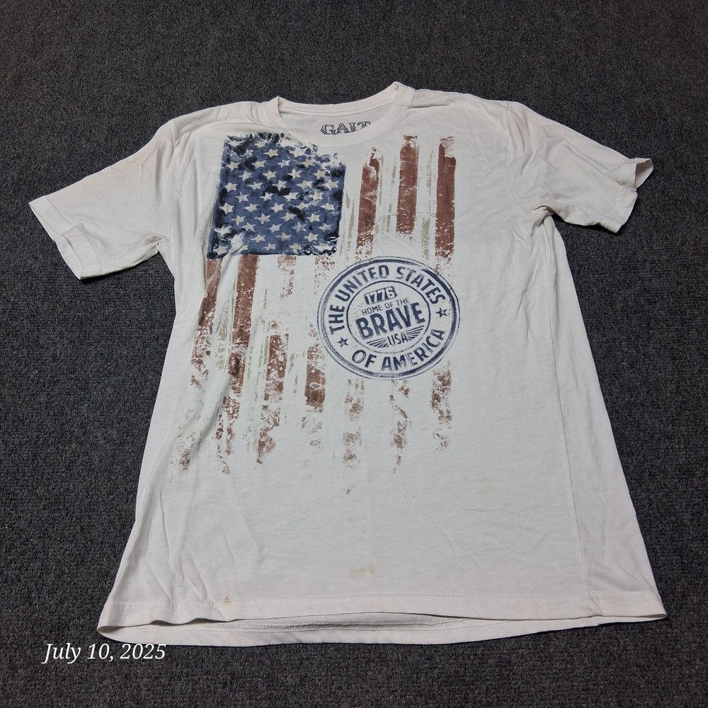 GALT American Flag T Shirt Size Medium White Short Sleeve Crew Neck